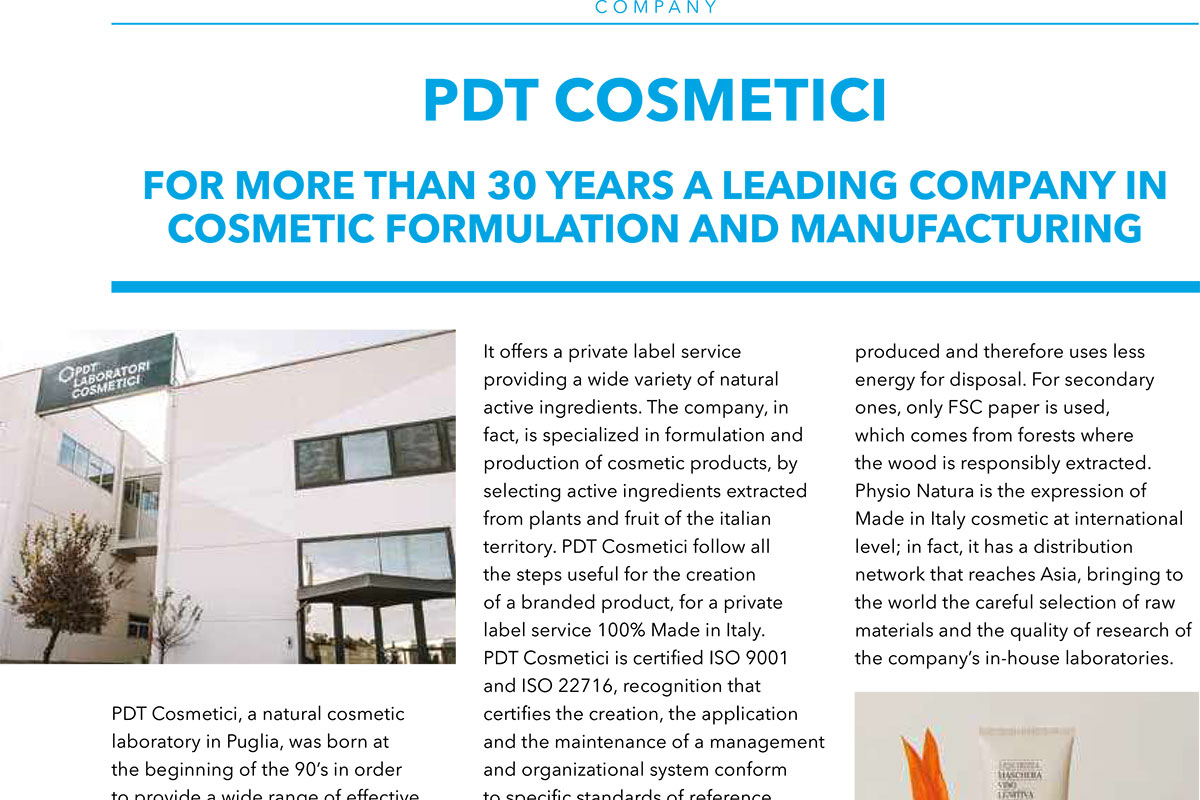 PDT Cosmetici su Export Magazine